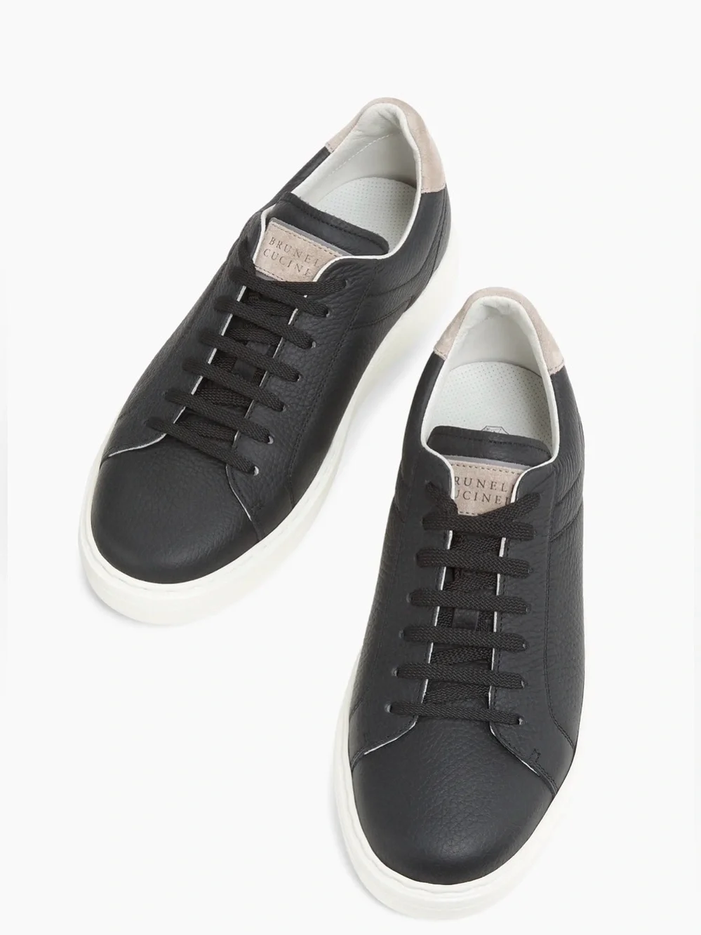 Brunello Cucinelli Leather Sneakers Size 41 Black White Made in Italy